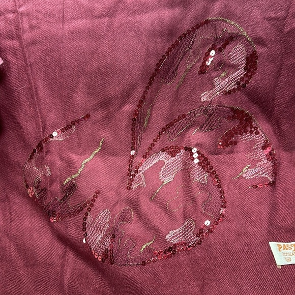 Beautiful Pashmina cashmere (70%) blend wrap / shawl embroidered, sequins - Picture 4 of 6